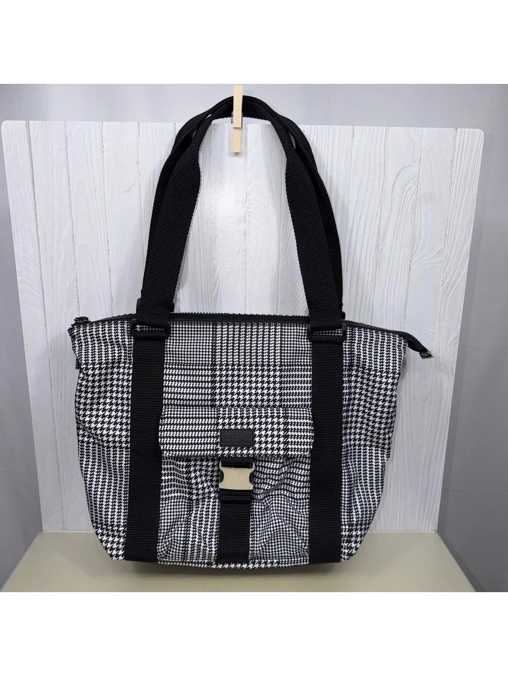 Lauren Ralph Lauren Houndstooth Plaid Tote Bag